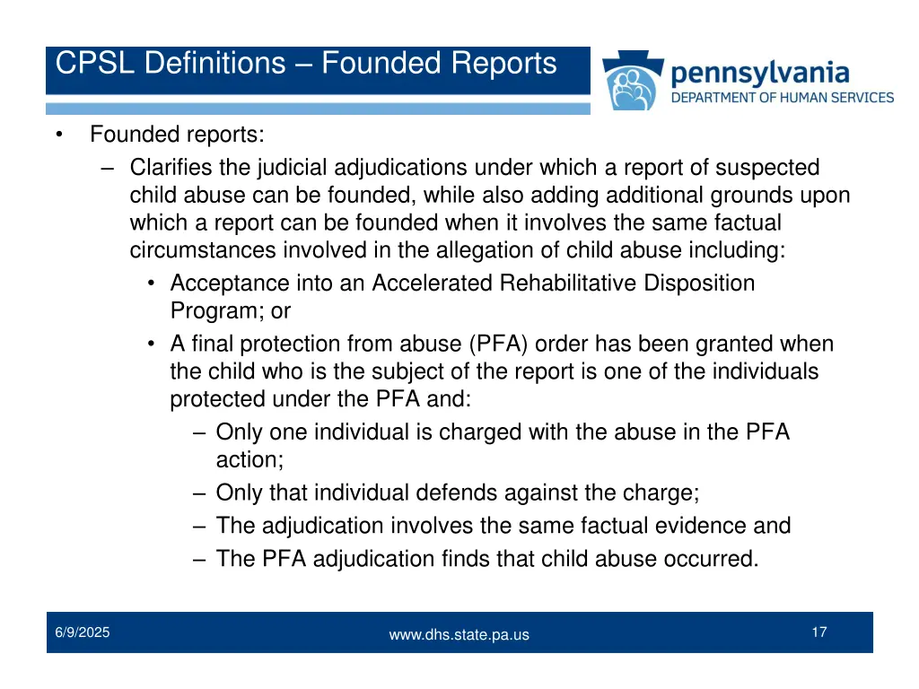 cpsl definitions founded reports