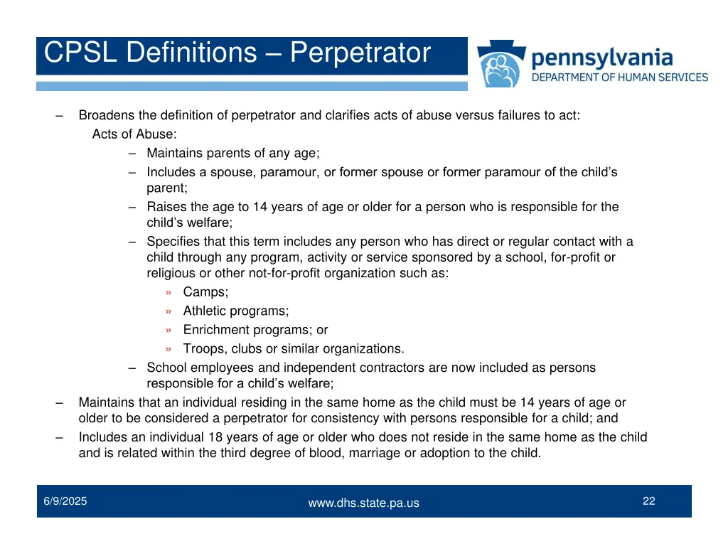 cpsl definitions perpetrator