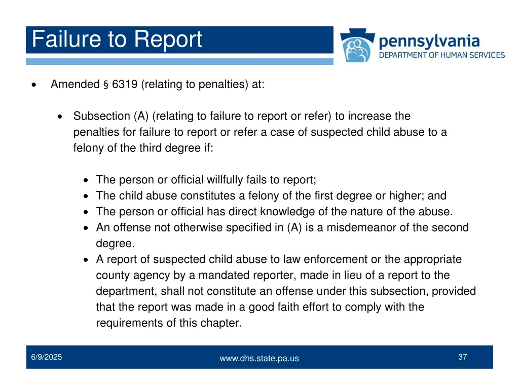 failure to report