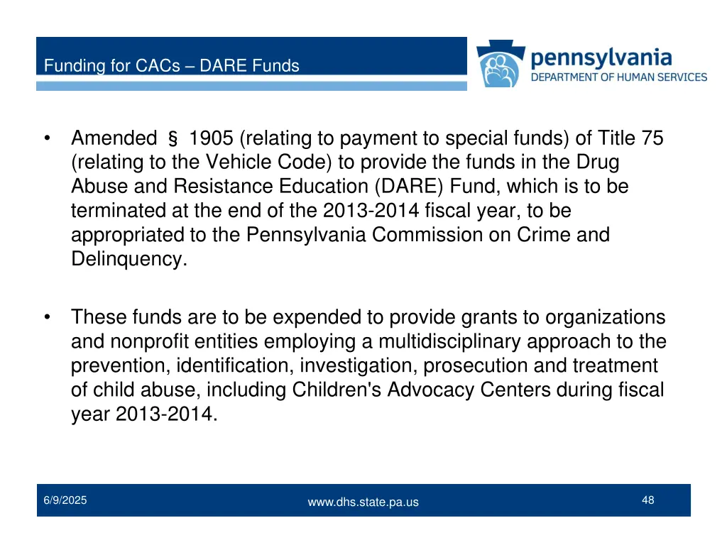 funding for cacs dare funds