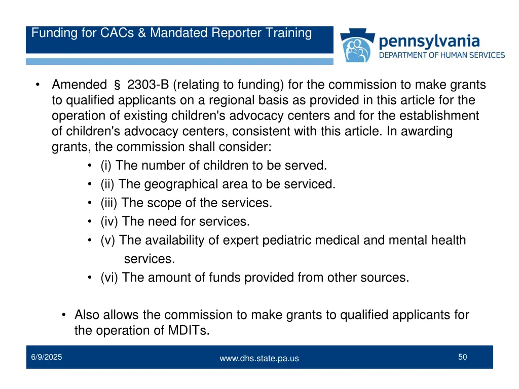 funding for cacs mandated reporter training 1