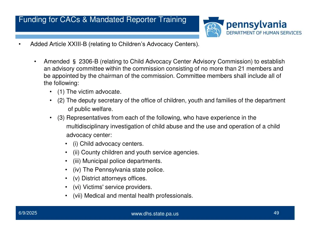 funding for cacs mandated reporter training