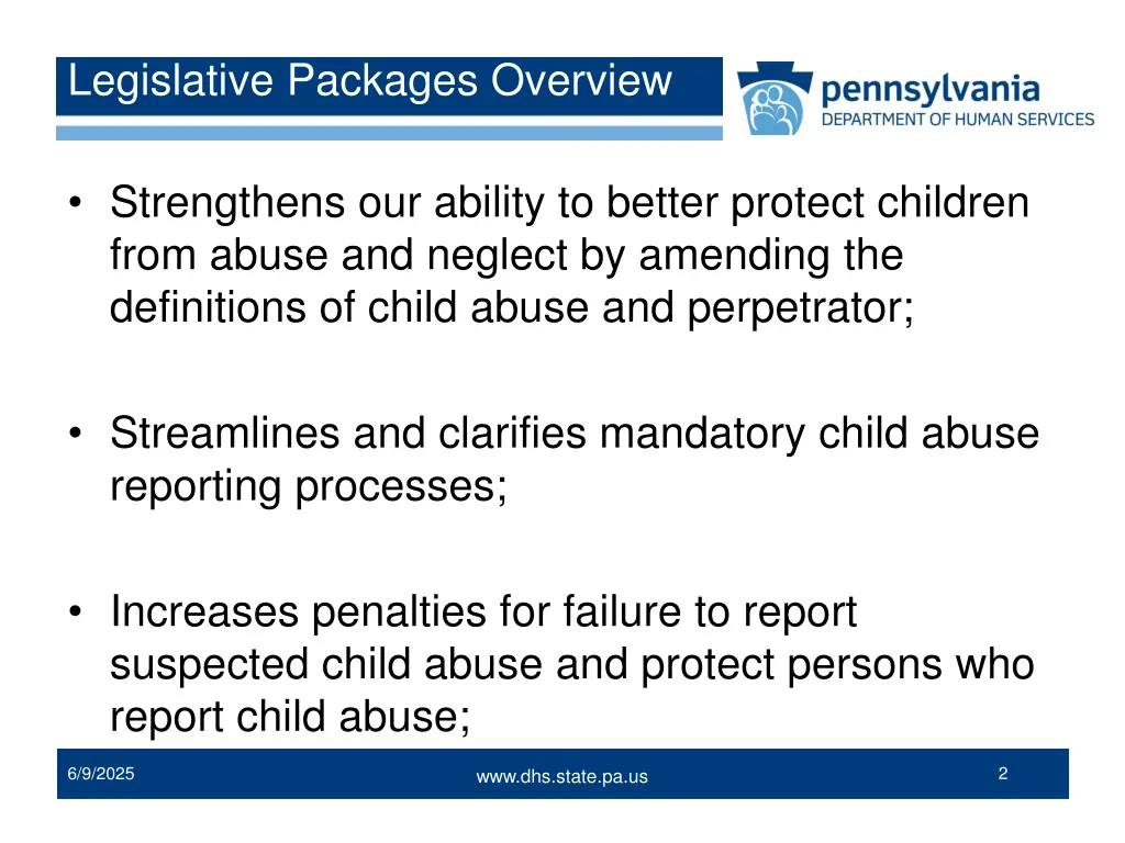 legislative packages overview