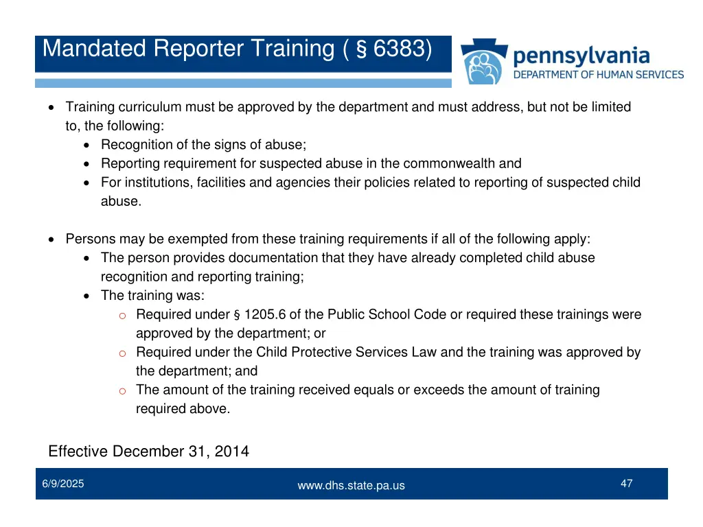 mandated reporter training 6383 6