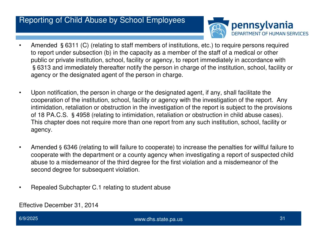 reporting of child abuse by school employees