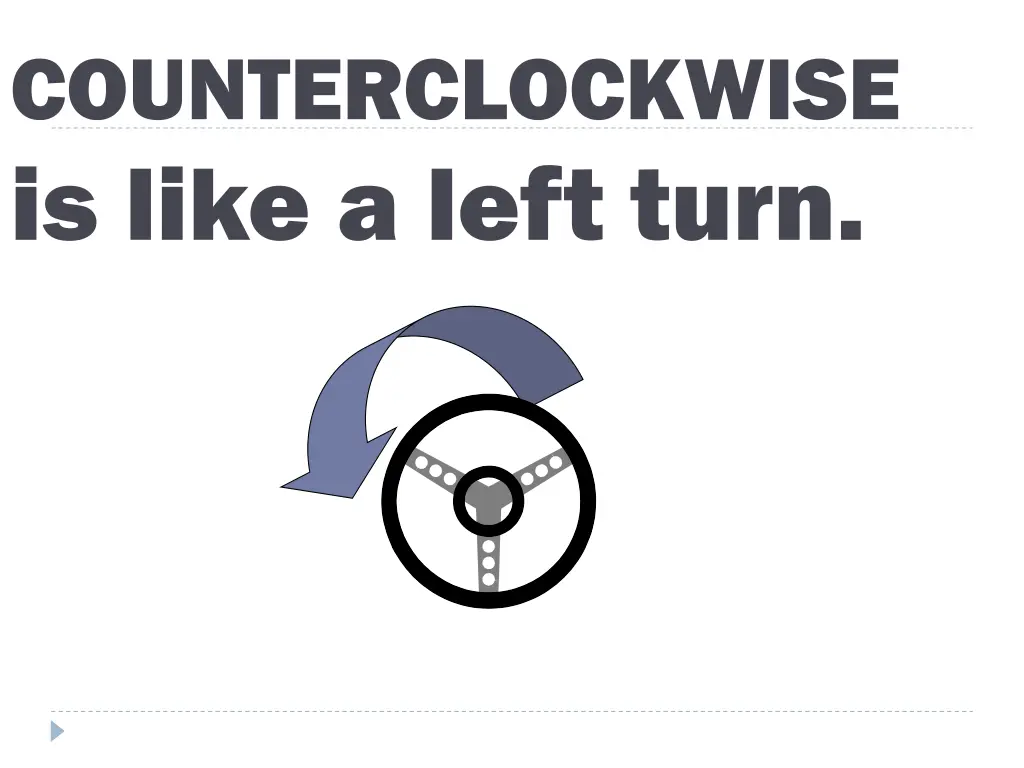 counterclockwise is like a left turn