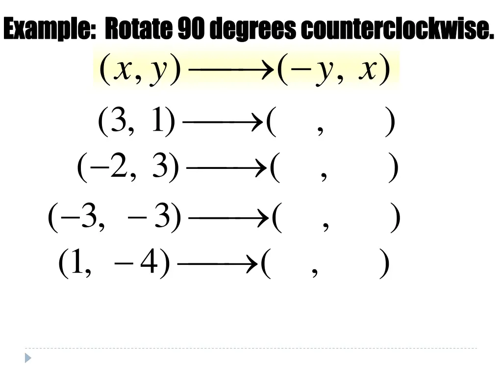 example rotate 90 degrees counterclockwise