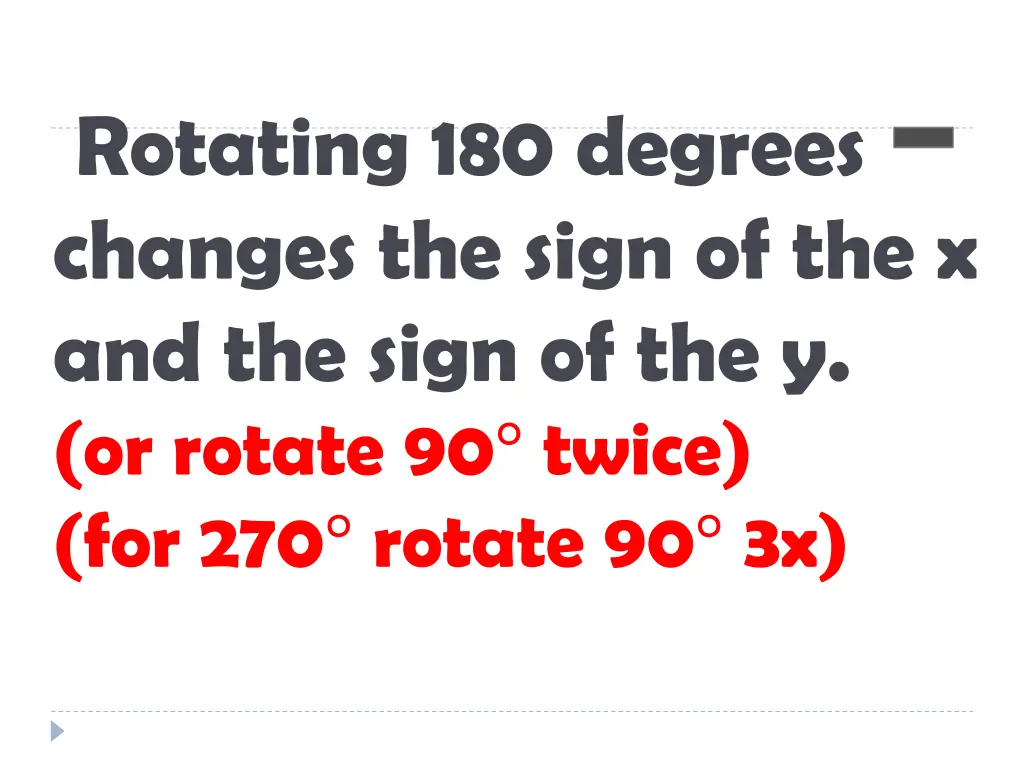 rotating 180 degrees changes the sign