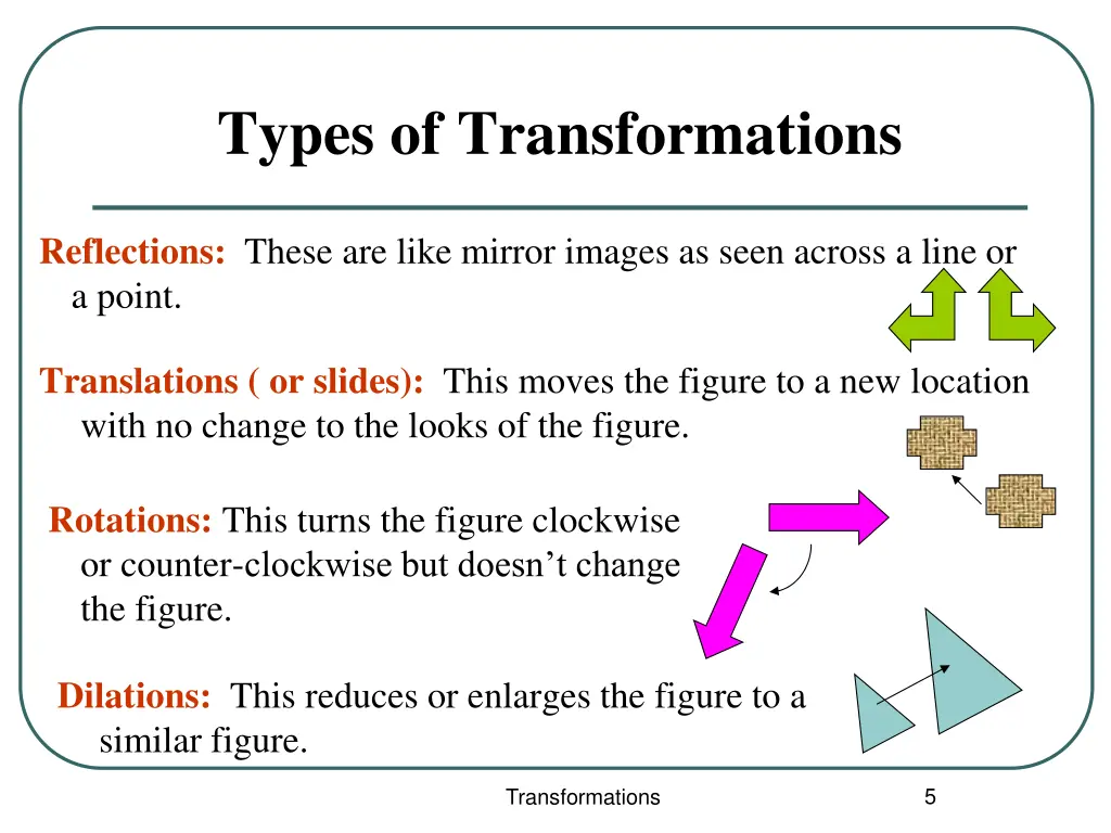 types of transformations