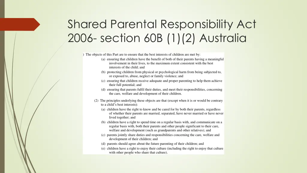 shared parental responsibility act 2006 section