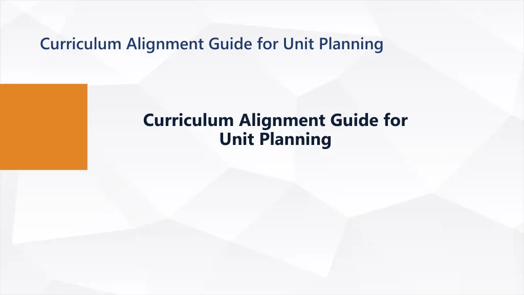 curriculum alignment guide for unit planning