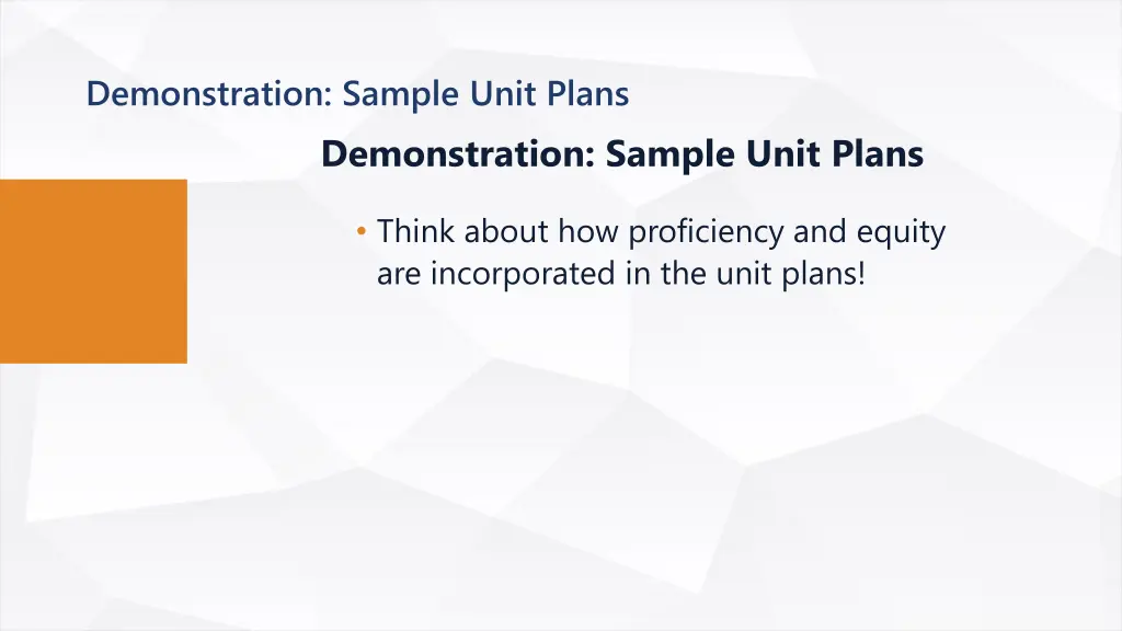 demonstration sample unit plans