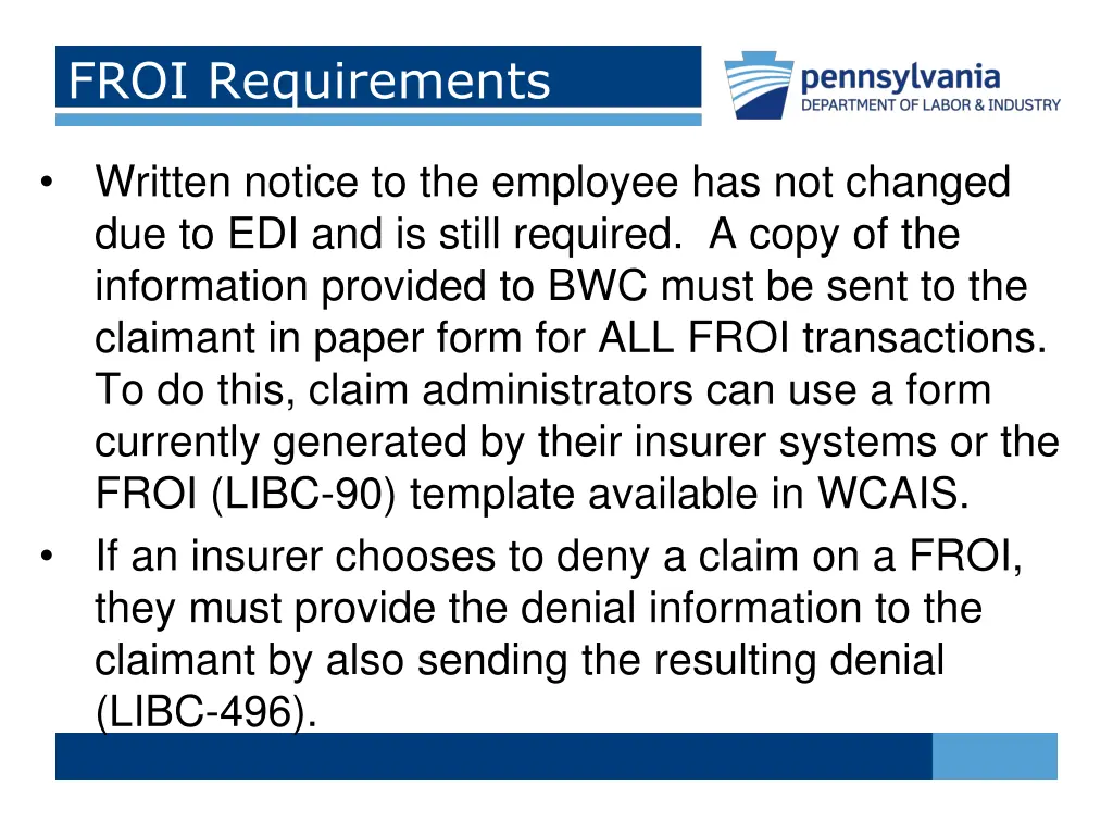 froi requirements
