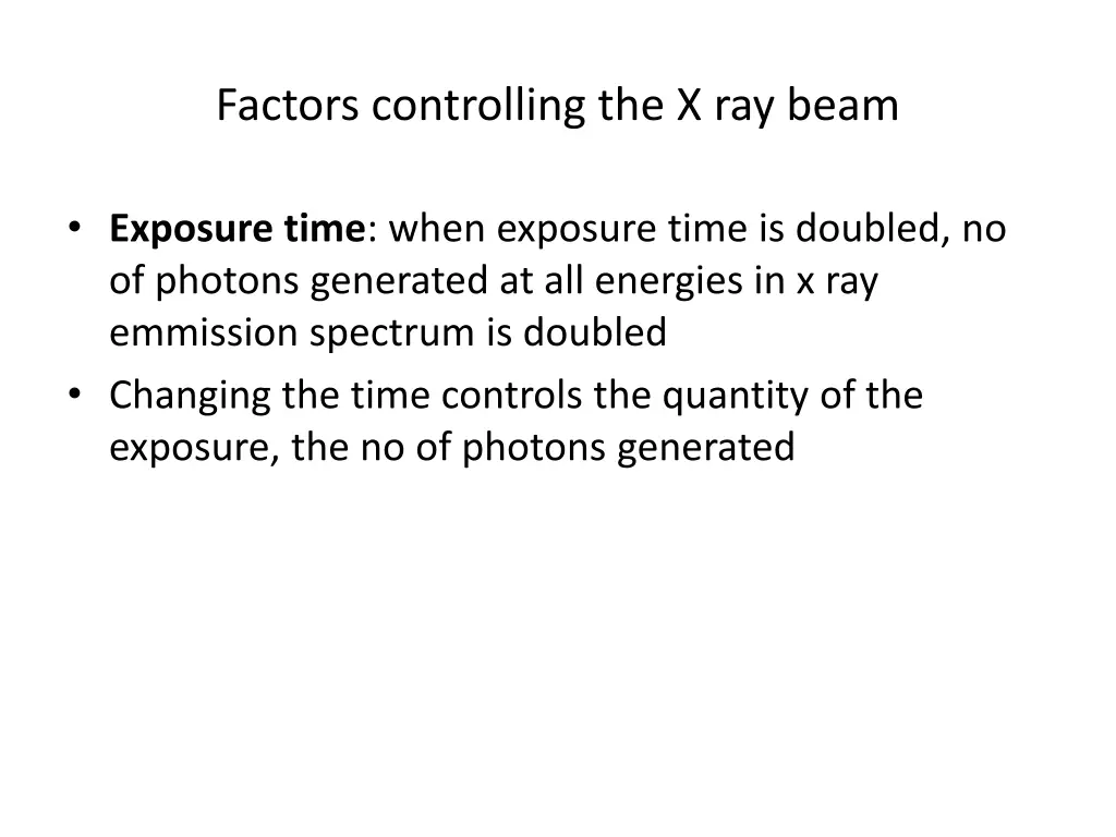 factors controlling the x ray beam