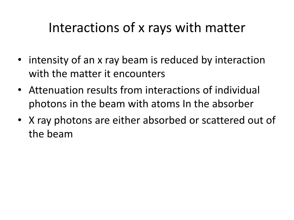 interactions of x rays with matter