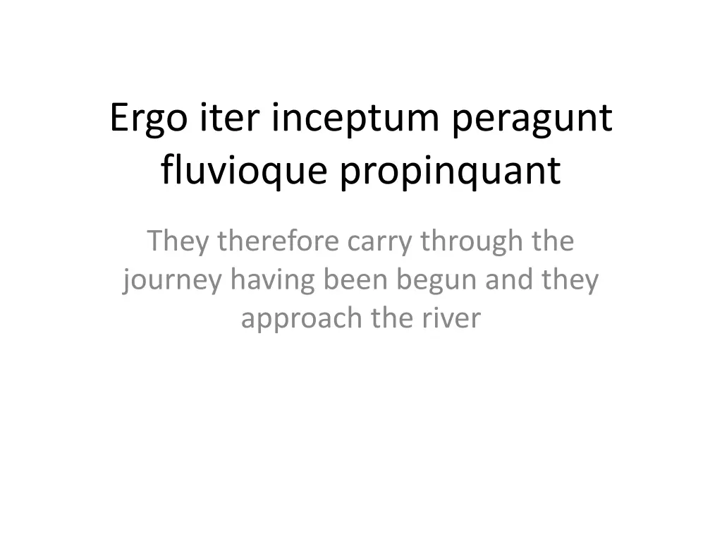 ergo iter inceptum peragunt fluvioque propinquant