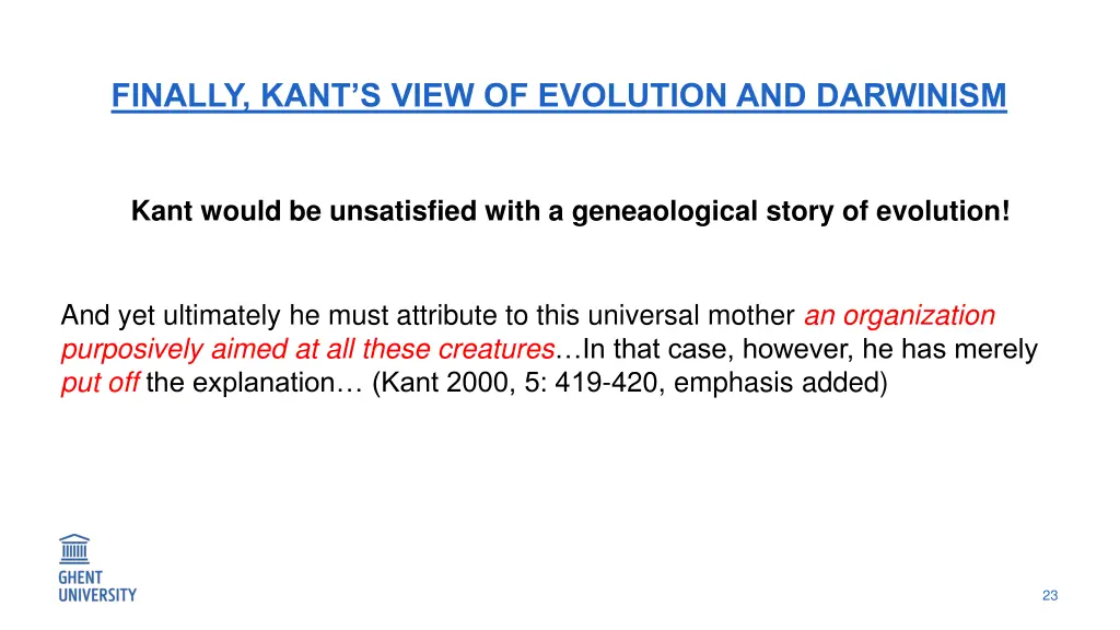 finally kant s view of evolution and darwinism