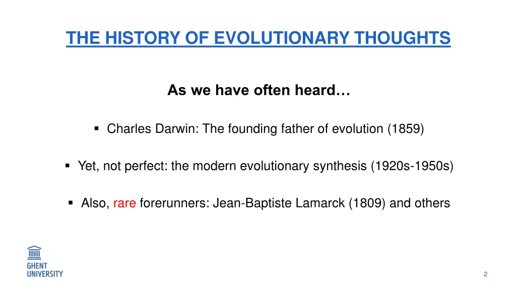 the history of evolutionary thoughts