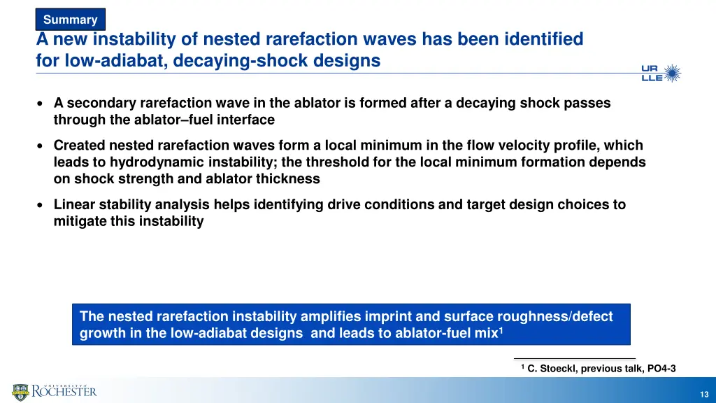 summary a new instability of nested rarefaction 1