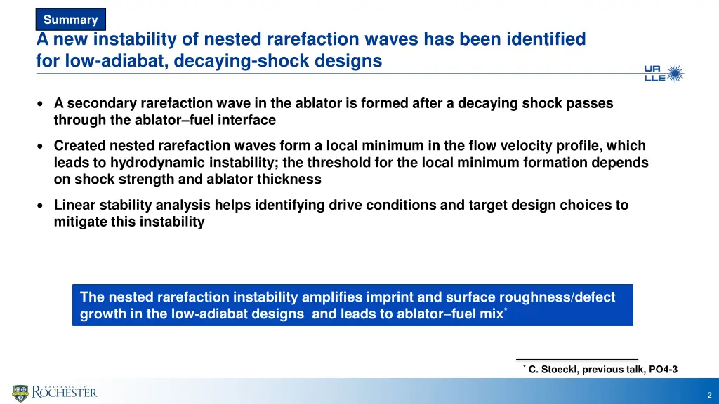 summary a new instability of nested rarefaction