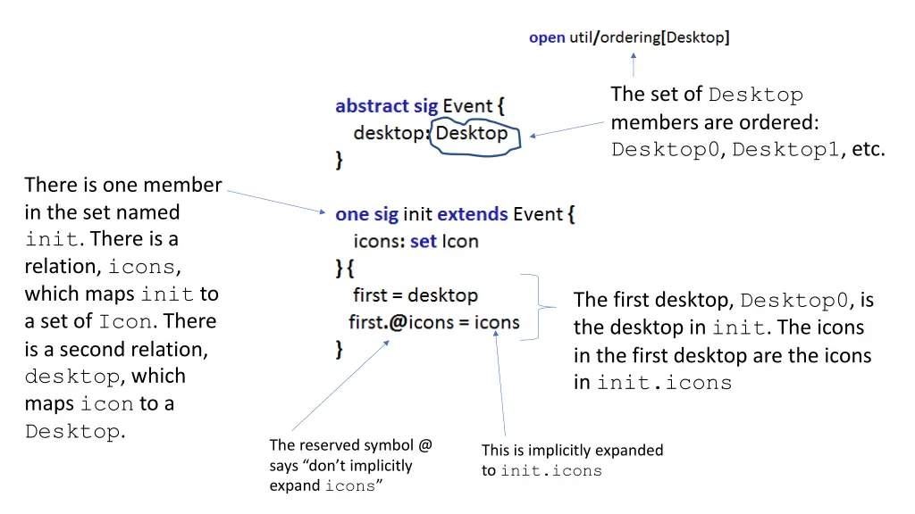 the set of desktop members are ordered desktop0