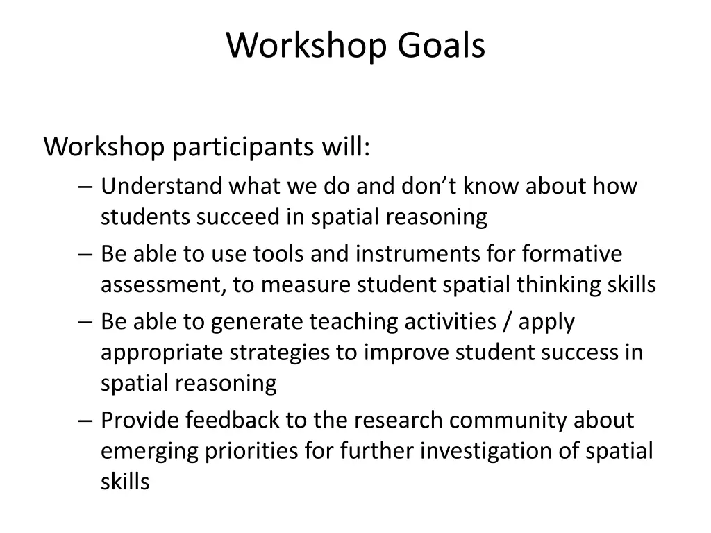 workshop goals
