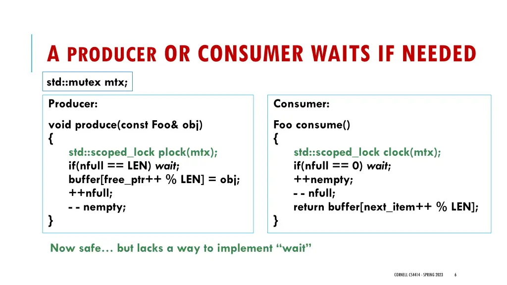 a producer or consumer waits if needed 1