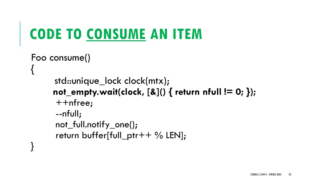 code to consume an item