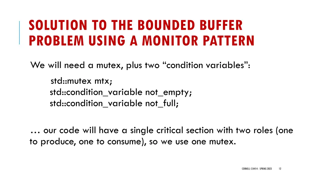 solution to the bounded buffer problem using