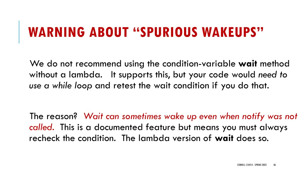 warning about spurious wakeups