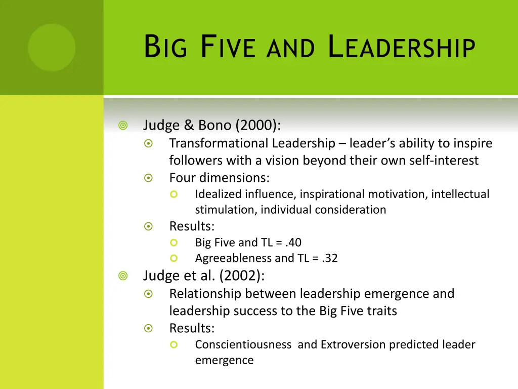 b ig f ive and l eadership