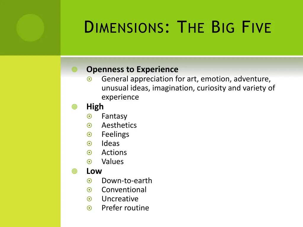 d imensions t he b ig f ive 3