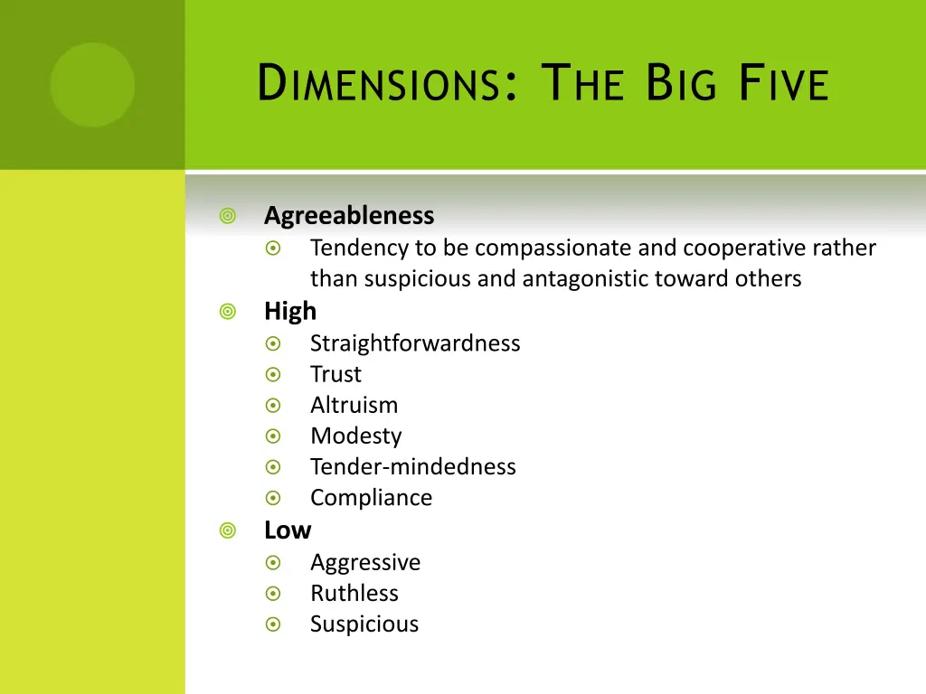 d imensions t he b ig f ive