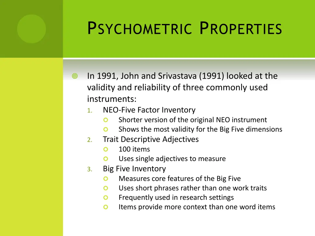 p sychometric p roperties
