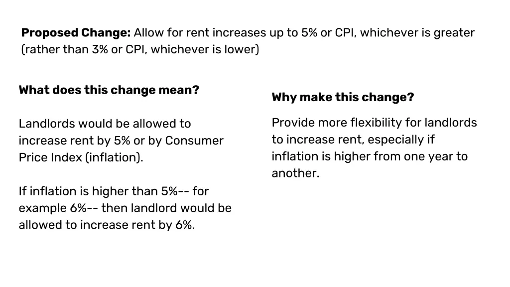 proposed change allow for rent increases