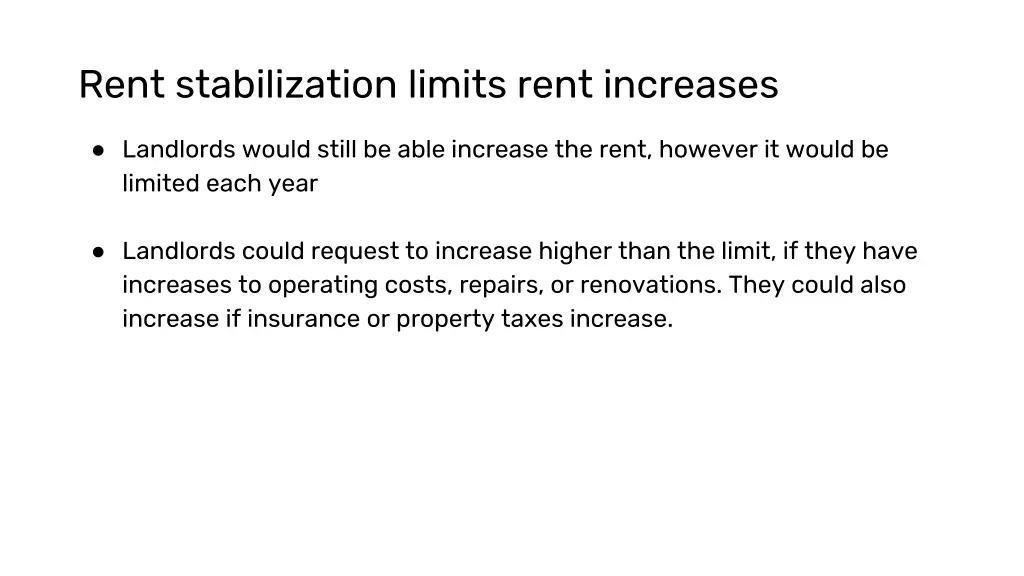 rent stabilization limits rent increases