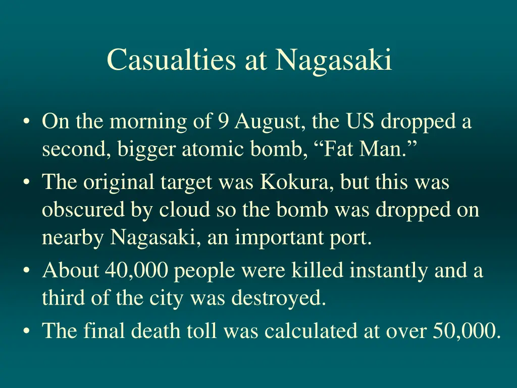 casualties at nagasaki