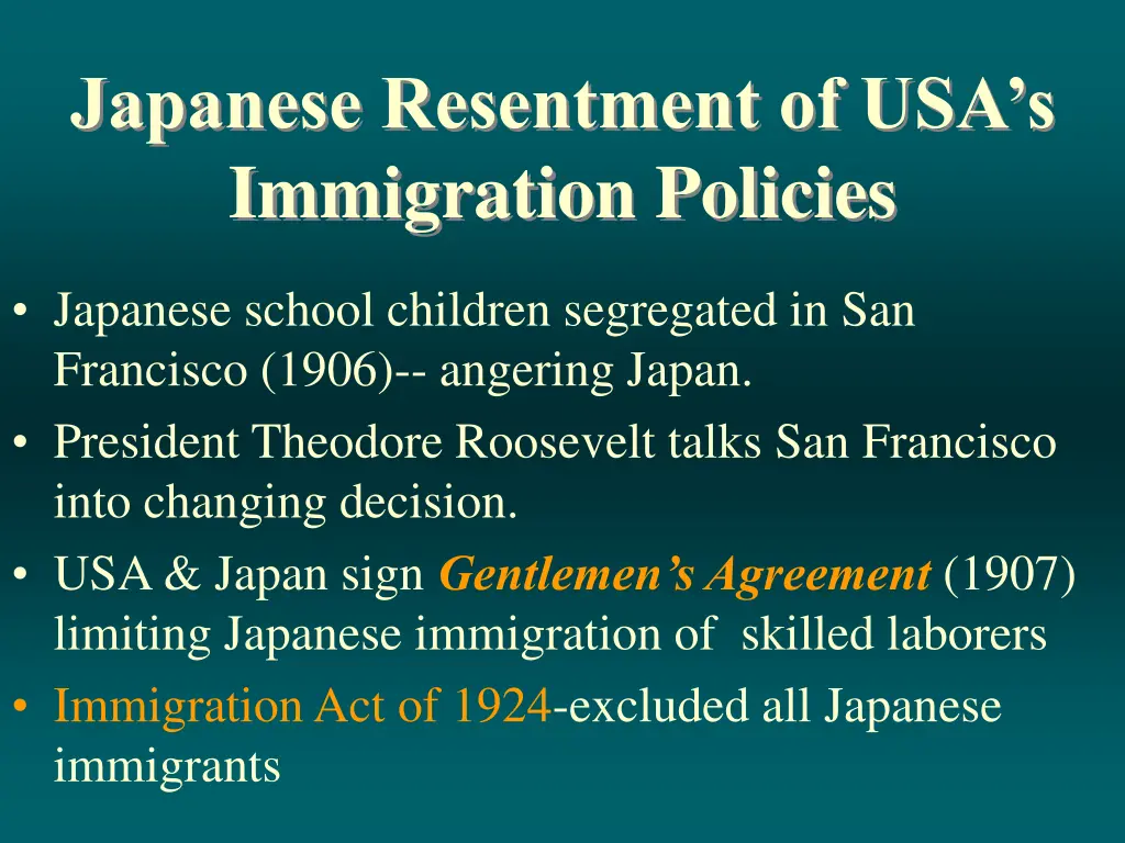japanese resentment of usa s immigration policies