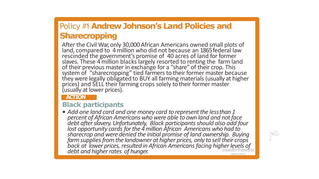 policy 1 andrew johnson s land policies 1
