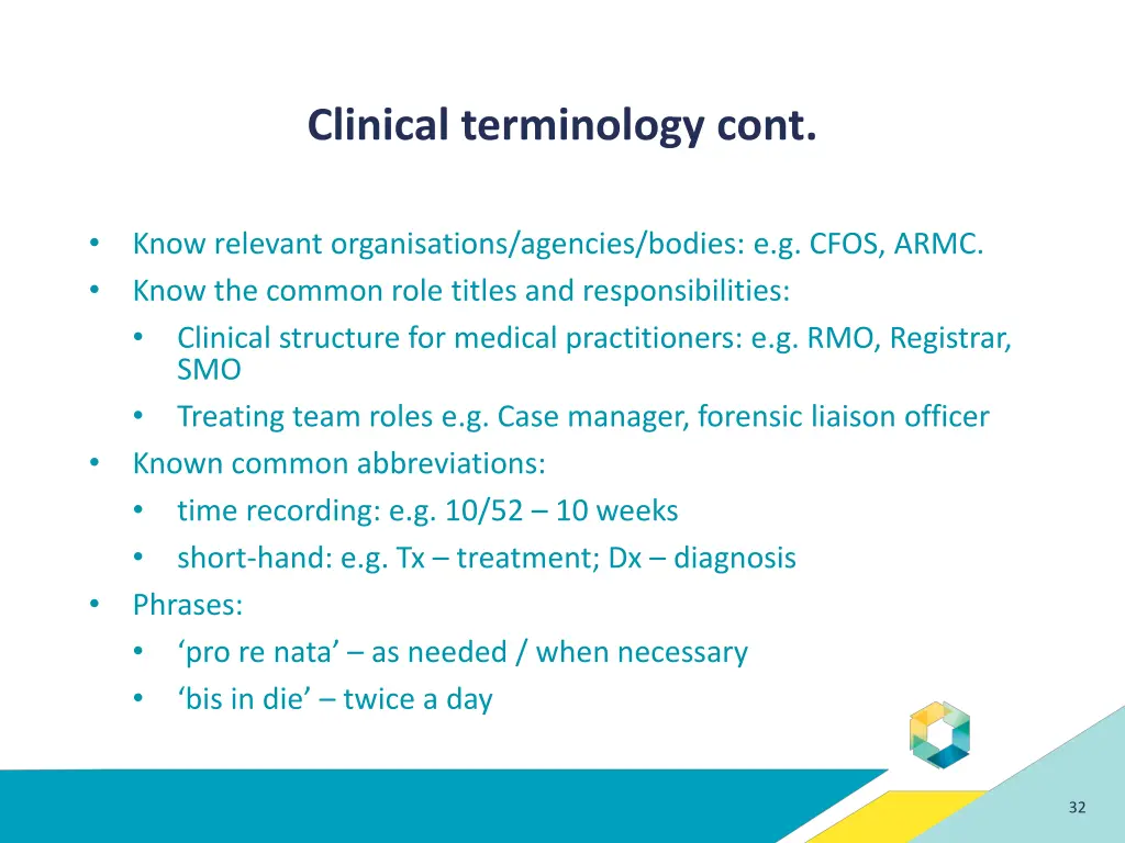 clinical terminology cont