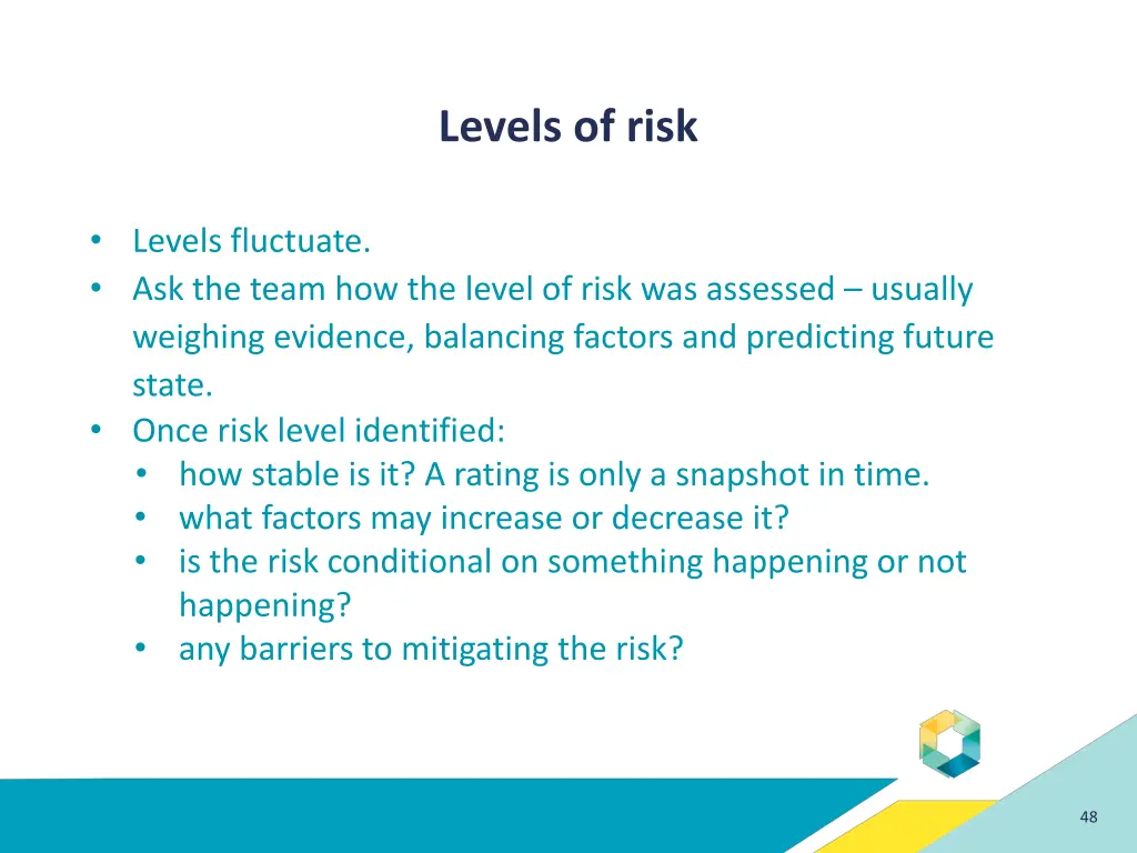 levels of risk