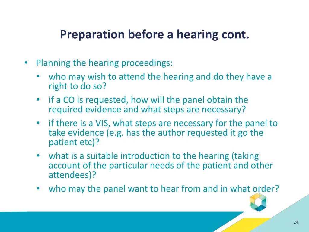 preparation before a hearing cont 1