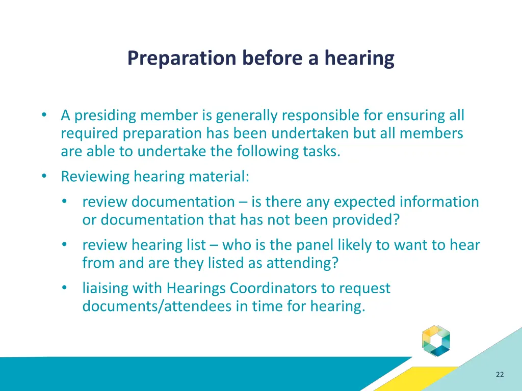 preparation before a hearing