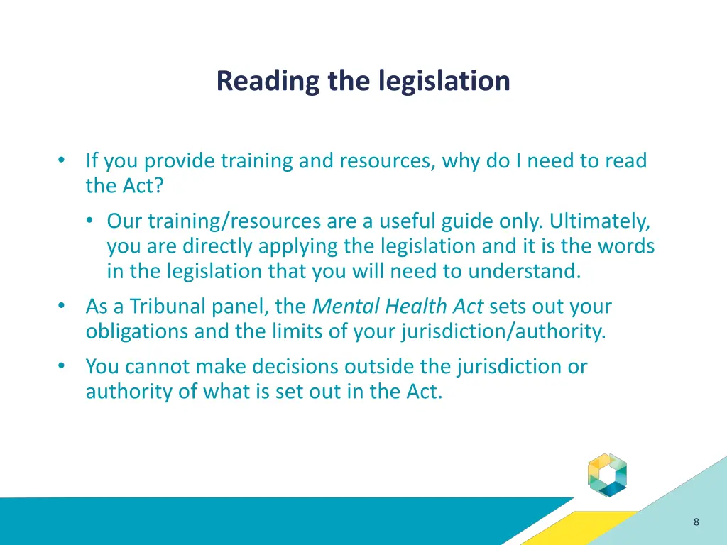 reading the legislation