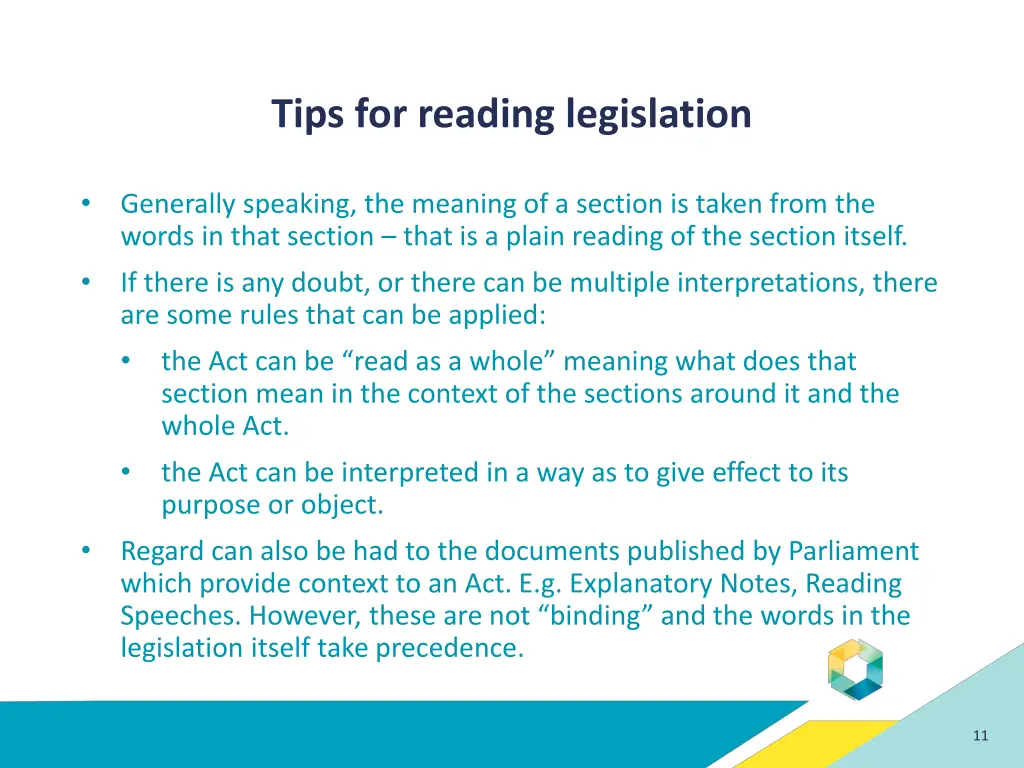 tips for reading legislation 1