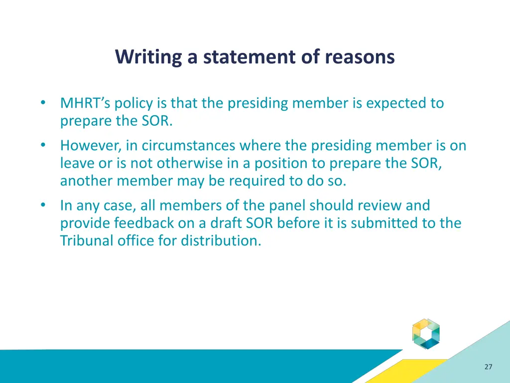 writing a statement of reasons