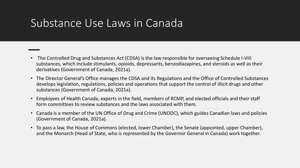 substance use laws in canada