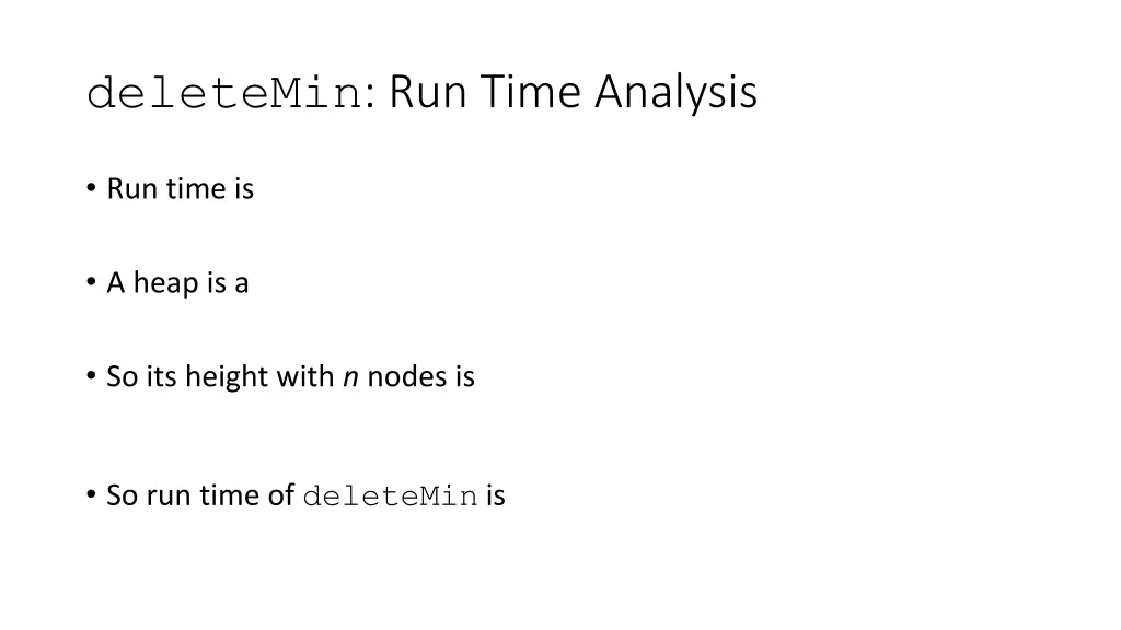 deletemin run time analysis