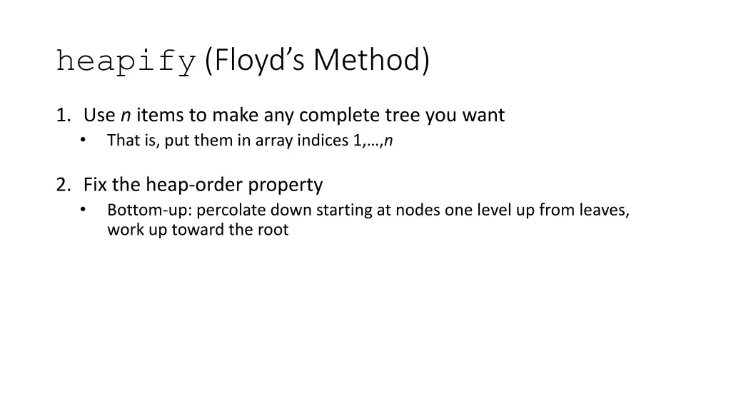 heapify floyd s method