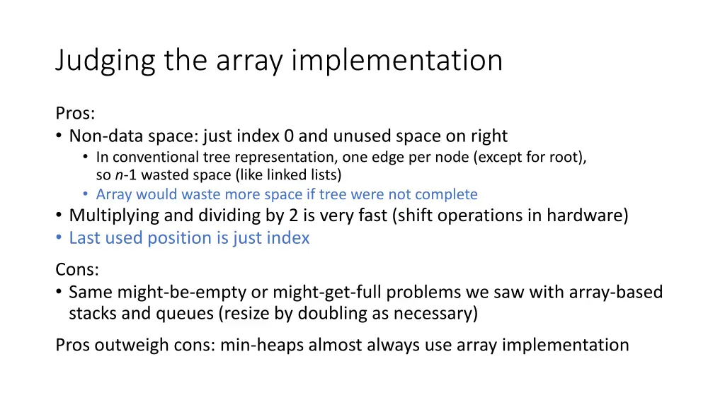 judging the array implementation